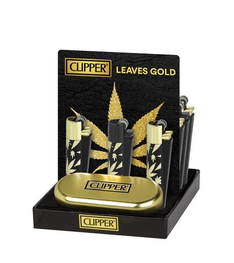Mechero Clipper Leaves Gold CP11R 12 uds